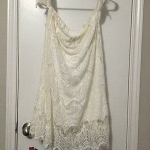 Cream Lace Off Collar Dress